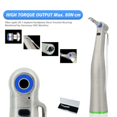 2000 tours par minute Commande à main à angle inverse Chirurgie dentaire 20/1 Commande à main implantée avec fibre optique