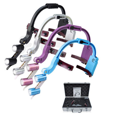 Loupes binoculaires menées dentaires réglables 2.5x 3.5x de phare de bandeau