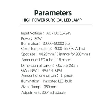 Lumière dentaire lumineuse réglable 5500K de chaise de la température de couleur LED pour des cliniques